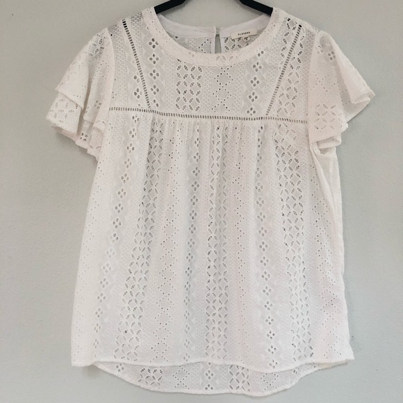 Pleione Tops - Flutter Pleione Sleeve Eyelet Top SP
